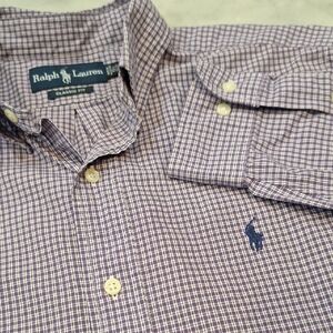 Polo Ralph Lauren Classic Fit Purple Checkered Men's Shirt Sz 15 1/2X32/33 = Med